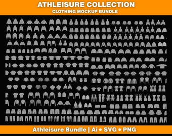 Sports & Athleisure Mockups Pack | 600+ Apparel vector templates (AI, PNG, SVG, Procreate)
