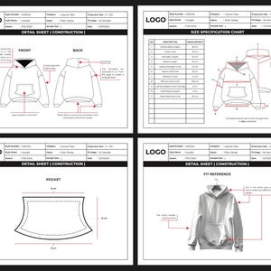 Fashion Tech Pack Template Bundle | Customizable Clothing Techpack for Apparel Designers and Brands | Garment Specification Sheets image 3