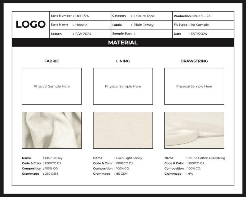 Fashion Tech Pack Template Bundle | Customizable Clothing Techpack for Apparel Designers and Brands | Garment Specification Sheets image 4