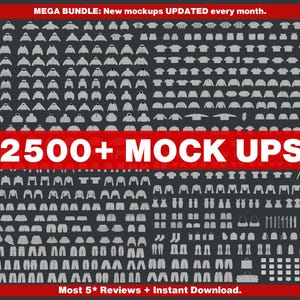 2500+ mock-uppakket kledingmerk – Streetwear Vector Mockups, Procreate Mockups, Adobe Illustrator Mockup Template – Bundel kledingmodellen