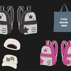 200 Accessory Mockups Bundle | Streetwear Vectors Hat, Bag, Shoe & Cap Templates in SVG PNG | Fashion Brand Accessories Mockup pack image 5