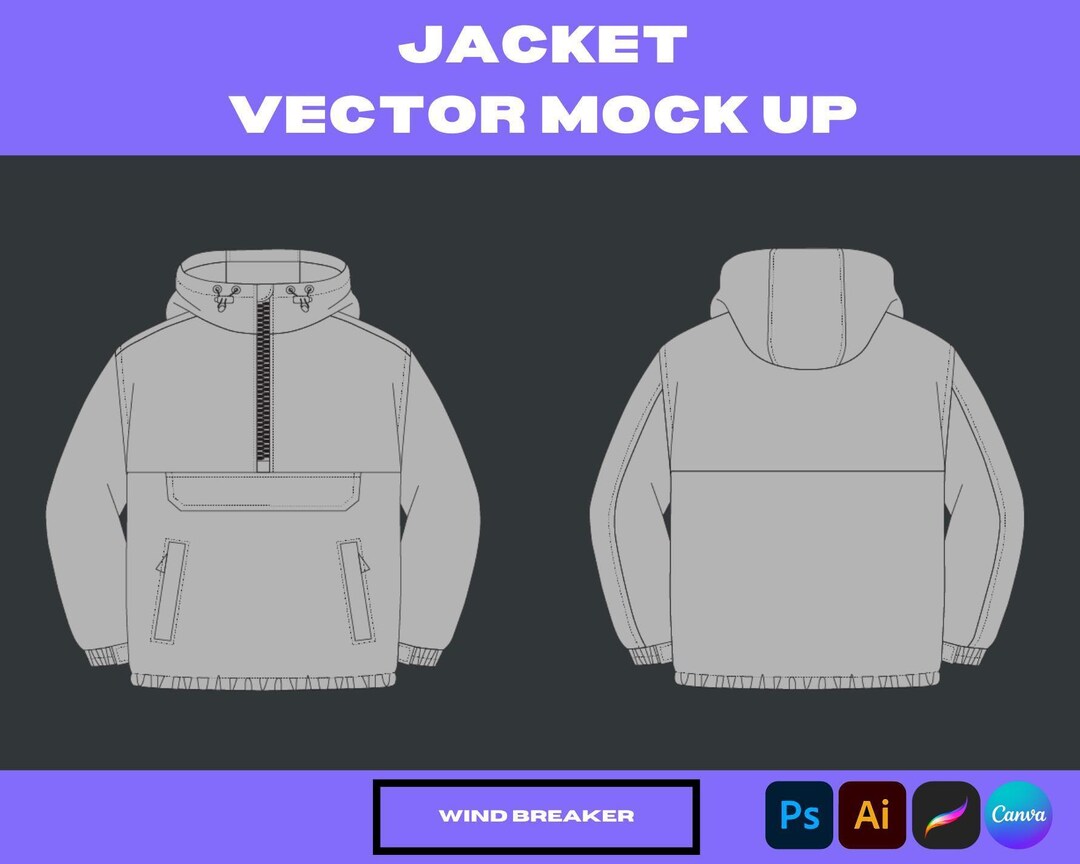 Windbreaker Jacket Vector Mockup: Editable Outerwear Template