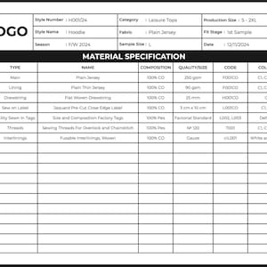 Fashion Tech Pack Template Bundle | Customizable Clothing Techpack for Apparel Designers and Brands | Garment Specification Sheets image 7
