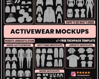 1000 Activewear Mockups Pack | Male and Female Gymwear Vector Templates in SVG and PNG | Fitness Apparel Mockup bundle for Clothing Brands