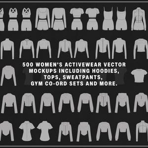 500 Women’s Activewear Mockup Pack | Vector Gymwear Templates | Mockups for Fitness Brands and Designers image 2