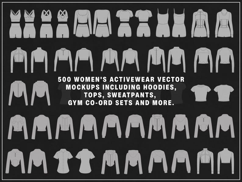 500 Women’s Activewear Mockup Pack | Vector Gymwear Templates | Mockups for Fitness Brands and Designers image 2