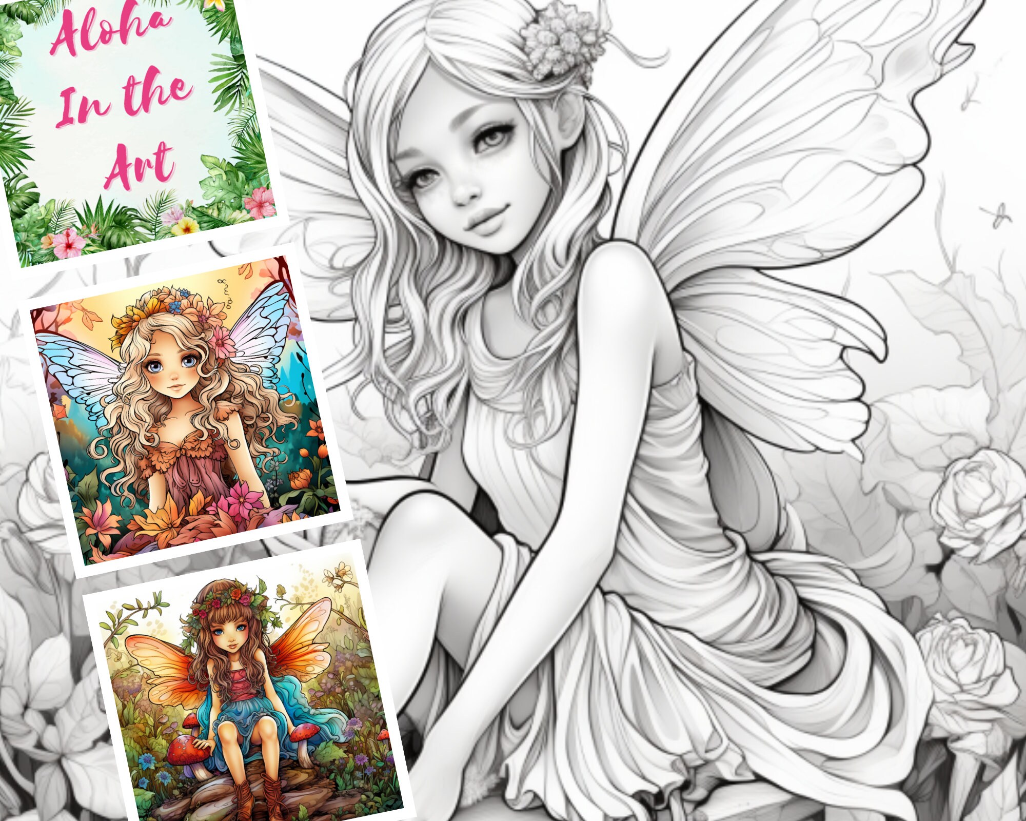 Fairies Coloring Sheets - Etsy