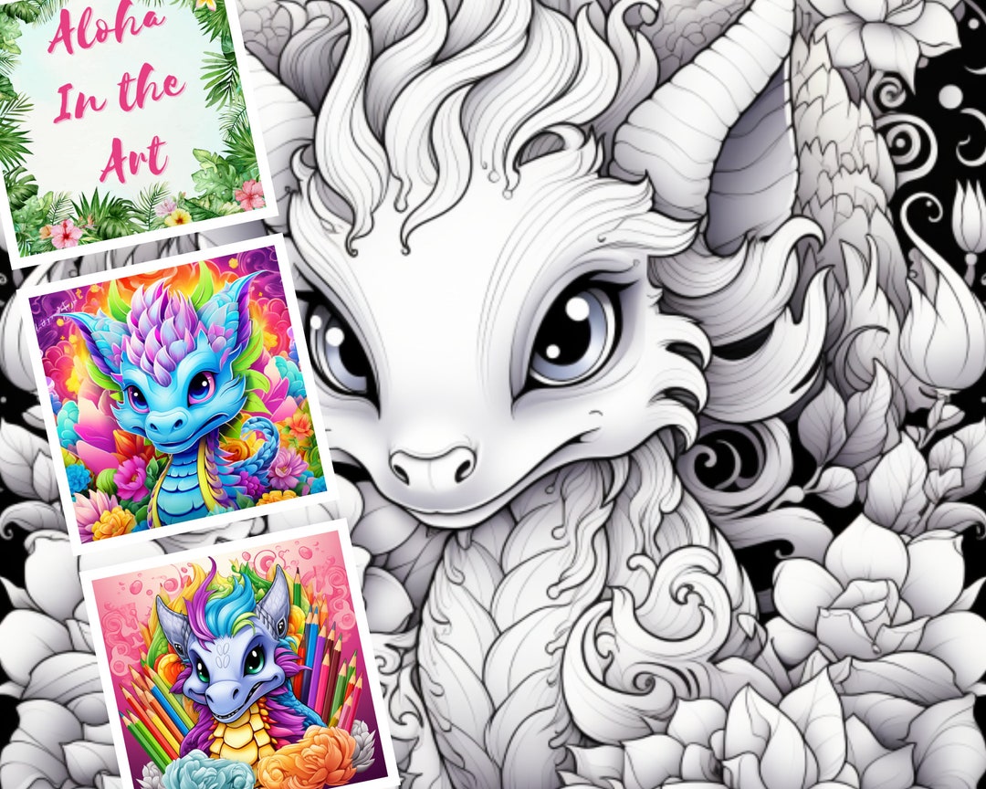 Rainbow Dragons Coloring Sheets Vol. 2 - Etsy