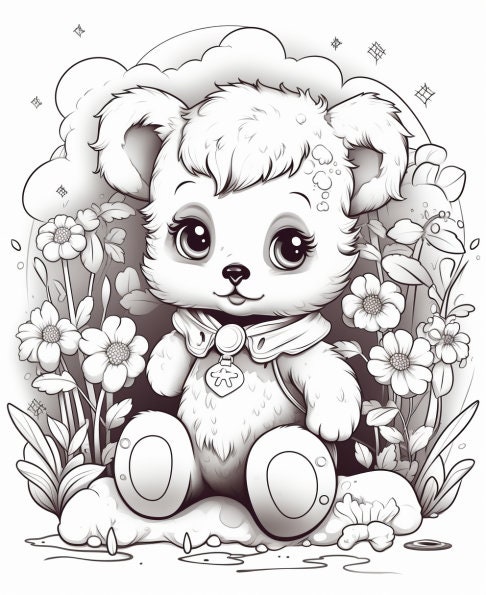Teddy Bears Being Adorable Coloring Sheets Vol. 2 - Etsy