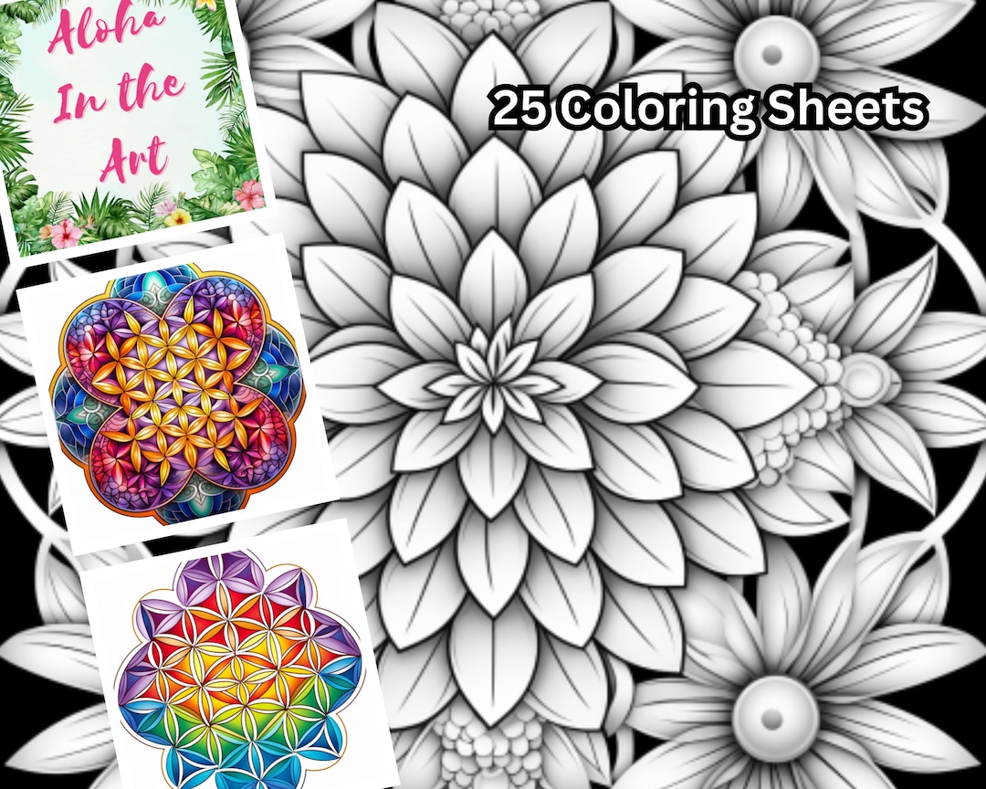 Flower of Life Vol. 4 25 Relaxing Coloring Sheets - Etsy