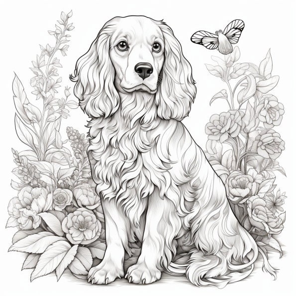 Cocker Spaniel Coloring Sheets - Etsy
