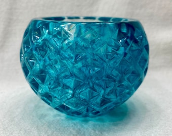 Candle Holder Resin | Turquoise Blue | Votive Candle | Round Tealight | Circle Pattern | Diamond Pattern | Present Gift | Pretty Gorgeous