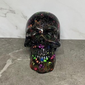 Resin Skull | Clear and Glitter with Mini Skulls | Handmade Home Decor | 3D Resin Skull | Skull Home Decor | Skull Figurine | Human Skull