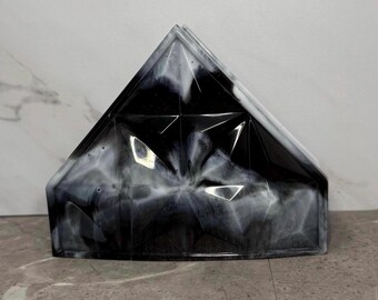 Handmade Resin Napkin Holder: Black and White Table Decor