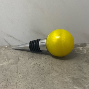 Round Resin Bottle Stopper | Yellow | Handmade Bottle Stopper | Wine Lover Gift | Unique Barware | Fun Bar Gear | Liquor Bottle Stopper