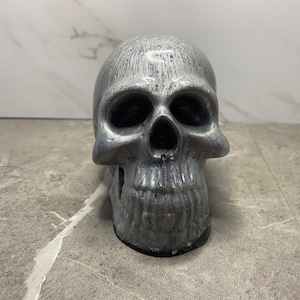 Resin Skull | Silver Shimmering | Handmade Home Decor | 3D Resin Skull | Skull Home Decor | Skull Figurine | Human Skull | Skull Paperweight