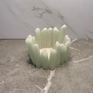 Crystal Shaped Resin Candle Holder | White | Votive Holder | Tealight Candle Holder | Handmade Home Decor | Decorative Candle Holders