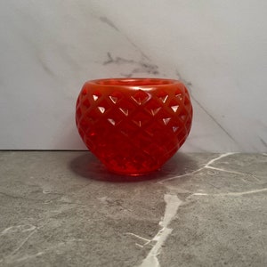 Round Resin Candle Holder | Red-Orange | Votive Holder | Tealight Holder | Diamond Pattern | Handmade Home Decor | Gorgeous Candle Holder