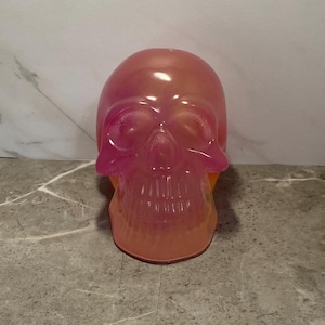 Resin Skull | Pink Yellow Glow In The Dark | Handmade Home Decor | 3D Resin Skull | Skull Home Decor | Skull Figurine | Skull Paperweight