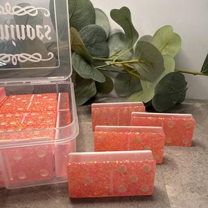 Resin Double 6 Domino Set | Pink and White | Unique Tabletop Game | Handmade Domino Set | Dominos with Storage Box | Handcrafted Dominos