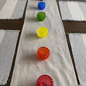 Round Resin Candle Holder Set Circle Pattern | Rainbow Colors | Votive Tealight Candle | Handmade Home Decor | Unique Gift | LGBTQ PRIDE