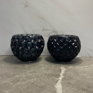 Round Resin Candle Holder | Black | Votive or Tealight Holder | Circle or Diamond Pattern | Handmade Home Decor | Gorgeous Candle Holder