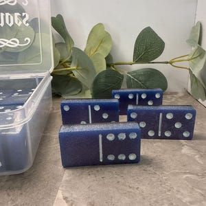 Resin Double 6 Domino Set | Purple and White | Purple Tabletop Game | Handmade Dominos | Dominos with Storage Box | Handcrafted Dominos