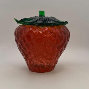Handmade Resin Strawberry Jar with Lid | Small Storage Container | Cute Trinket Jar | Strawberry Decor