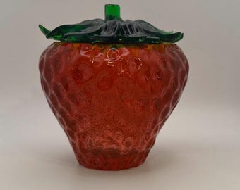 Handmade Resin Strawberry Jar with Lid | Small Storage Container | Cute Trinket Jar | Strawberry Decor