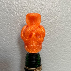 Skull with Snake Resin Bottle Stopper | Purple  | Handmade Wine Bottle Stoppers | Wine Lover Gift | Bar Gear | Barware | Bottle Stopper