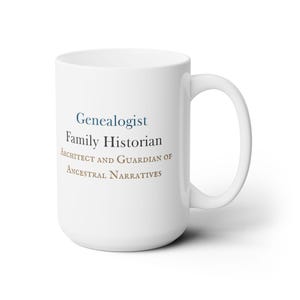 Genealogy Mug, Ceramic Mug 15oz, - Perfect Gift for Genealogists and Family History Enthusiasts - Blue