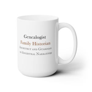 Genealogy Mug, Ceramic Mug 15oz, - Perfect Gift for Genealogists and Family History Enthusiasts - Black