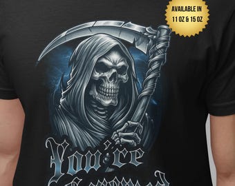 Gothic Grim Reaper T-shirt: comfortkleuren Spooky Halloween-shirt met print