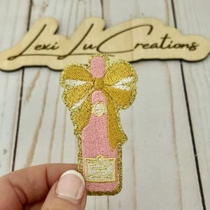 Champagne Bottle Coquette Embroidered Iron On Patch| Hat Patches
