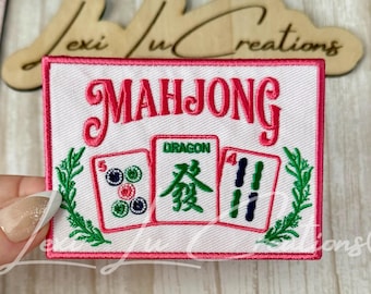 Parche de Mahjong para gorra / Parche de ficha de Mahjong / Parche para amantes del Mahjong / Parche para gorra de noche de juegos / Parche de Mahjong rosa / Parche para gorra de camionero / Regalo de Mahjong