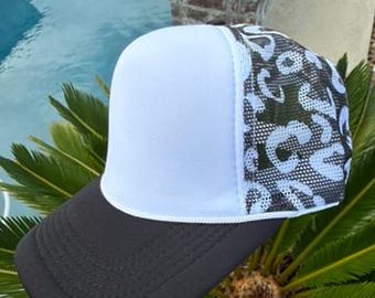 Black Leopard Trucker Hat | Boutique Mesh Snapback Hat | Black Cheetah Print Hat | Women's Trucker Cap | Blank Patch Hat