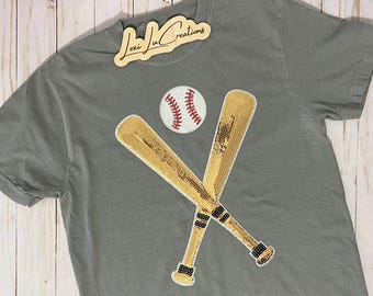 Sequin Baseball Bats Shirt | Ballpark Mom Gameday Tee