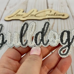BULLDOGS Mascot Sequin Iron On Hat Patch | Bulldog | Georgia
