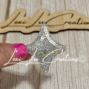 Silver Bling Diamond  Sequin Star Hat Patch | Sequin Star Patch | Bling Hat Patch | Trucker Hat Patch