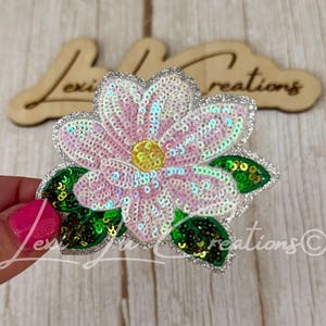 Magnolia Sequin Patch  | Iridescent Floral Iron-On Patch | Southern Magnolia Appliqué