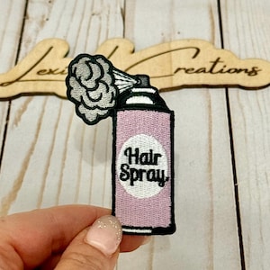 Hair Spray Embroidered Iron On Patch| Hat Patches | Hairstylist | Beautician