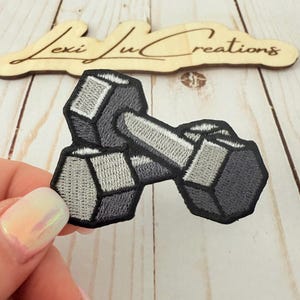Dumbbell Wrkout Embroidered Iron On Patch| Exercise Hat Patches | Gym