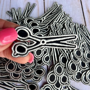 Hair Stylist Scissors Embroidered Iron On Patch| Hairdresser Hat Patches