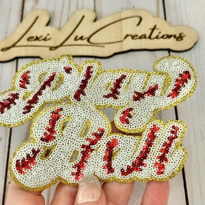 Play Ball Baseball Iron On Patch | Sequin Hat Patch | Baseball Sequin Patch | Gameday Sequin Patch | Sequin Patch