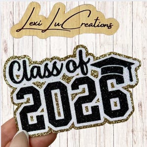 Class of 2026 Custom Glitter Iron On Patch | Custom Word Iron On Patch | Custom Name Patch | Hat Patch | Senior | Custom Patch