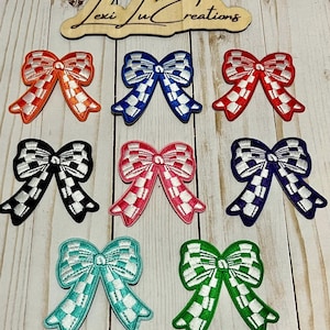 Checkered Bow Embroidered Iron On Patch| Hat Patches | Coquette