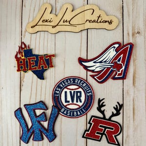 Custom Logo Picture 3 in Mascot Glitter Iron On Patch | Custom PNG Iron On Patch | Custom Picture Patch | Hat Patch | Game Day Patch