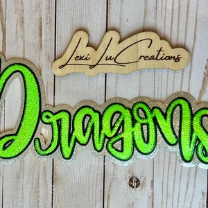 DRAGONS Iron On Sequin Patch | Mascot Sequin Patch