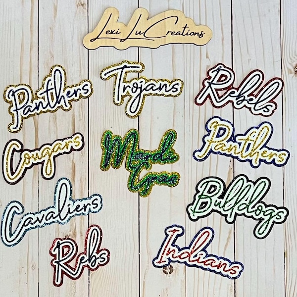 Custom SINGLE Word 6 in Glitter Iron On Patch  | Custom Word Iron On Patch | Custom Name Patch | Hat Patch | Custom Patch