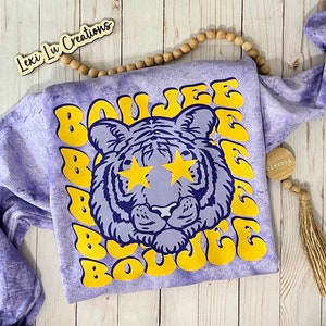 Boujee Preppy Tiger Face, LSU Purple and Gold, Comfort Colors Shirt or Sweatshirt. Football, Gameday